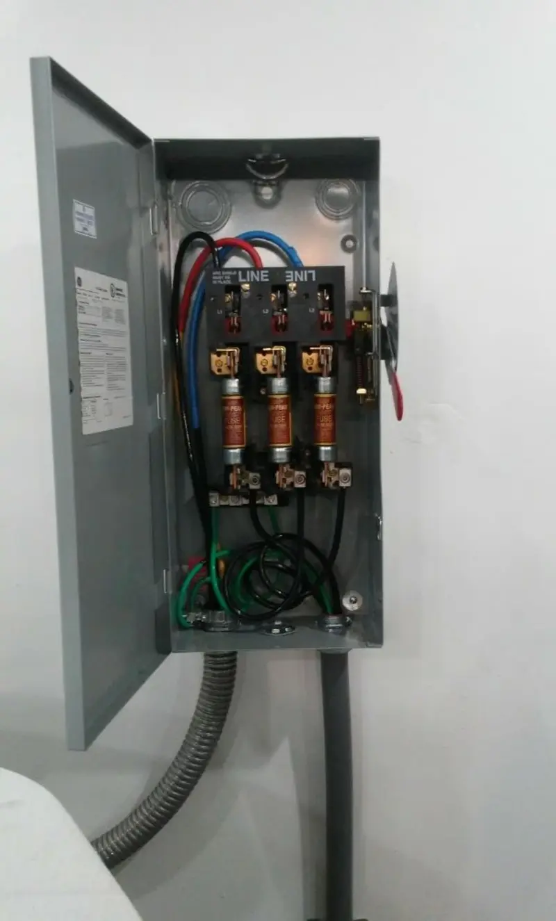 Three-phase disconnect switch installed for Smoke Detector Installation in Gaylord